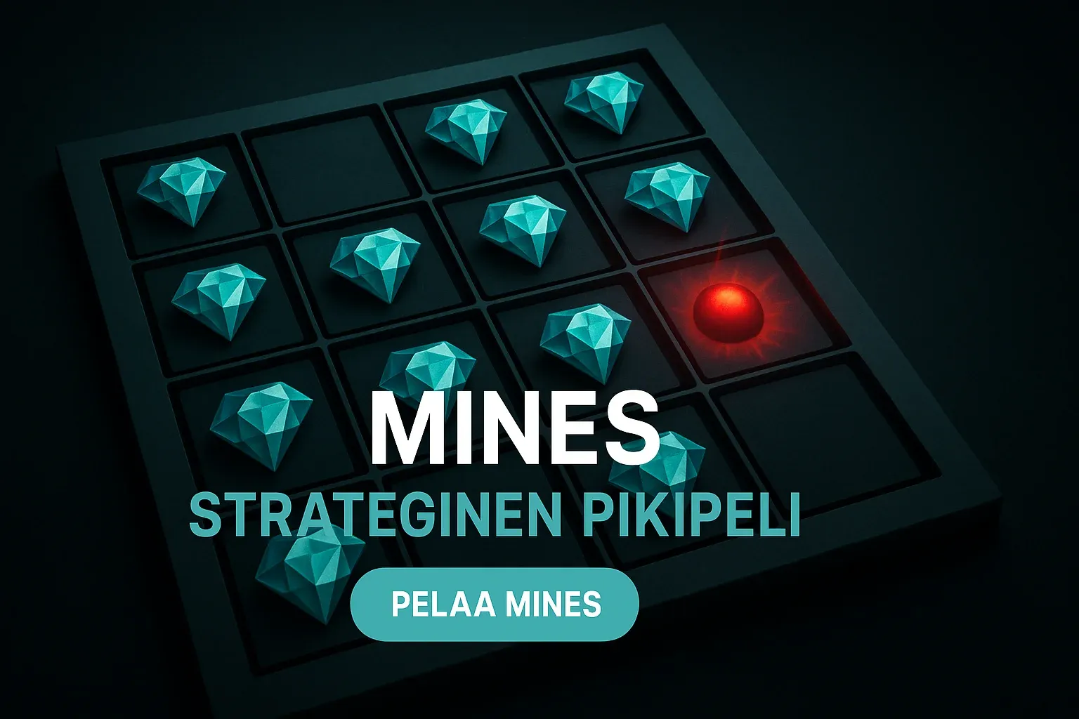 Fotorealistinen Mines-pikapeli kasinobanneri, 5x5 ruudukko, timantit ja miina